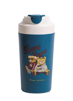 Термочашка bears з порцелянаовою колбою 480 мл зелена hp-14-15gr