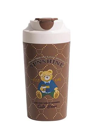 Термочашка bears с фарфоровой колбой 480 мл коричневая hp-14-15br