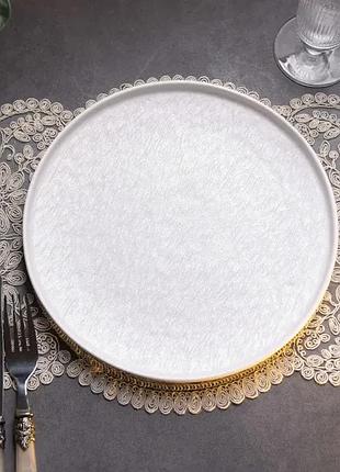 Тарелка фарфоровая 25 см плоская белая hp-7-732