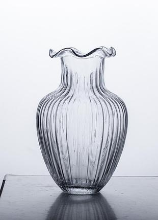 Скляна ваза, декоративна фігурка 24,5 см, прозора hp-1701