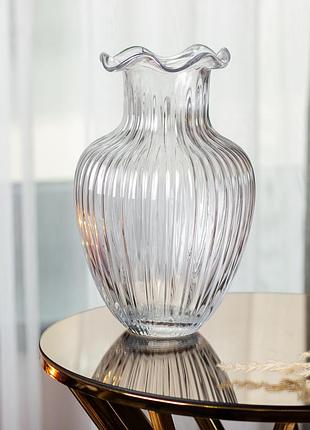 Скляна ваза, декоративна фігурка 24,5 см, прозора hp-1701