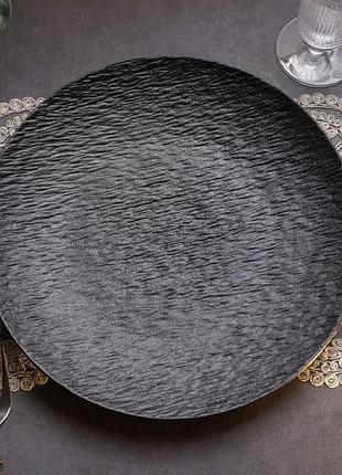 Тарелка сервировочная фарфоровая 30 см черная hp-7-726