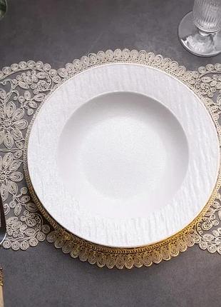 Тарелка суповая фарфоровая 23 см белая hp-7-724