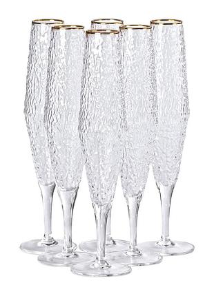 Келихи для шампанського 250 мл, висока ніжка, набір із 6 штук hp-16-4