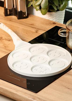 Сковорода смайл ø 26.5 (см) на 7 секций для панкейков бежевая hp39584w