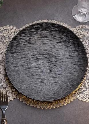 Тарелка сервировочная фарфоровая 25 см черная hp-7-727