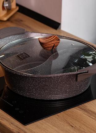 Алюмінієва каструля на 4 л, ø 30 см, мармурове антипригарне покриття, кавовий mgc hp-4-413co