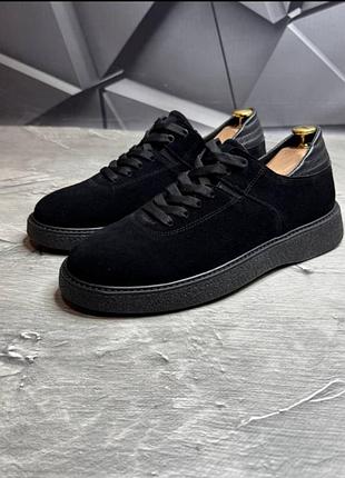 Кеди чоловічі замшеві чорні,  чоловічі кеди натуральна замша 25/92