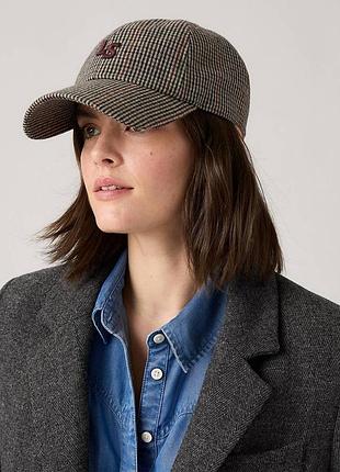 Кепка levi’s monogram cap, в кольорі houndstooth black wh - black, один розмір