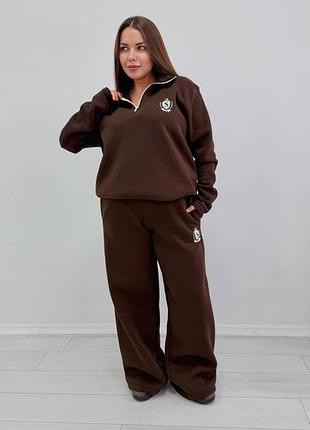 Жіночий теплий якісний спортивний костюм | кофта + брюки палаццо | 2208