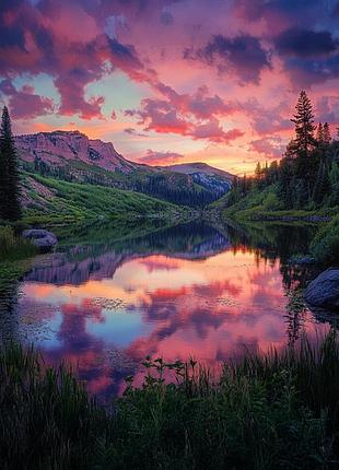 Алмазная мозаика "пурпурное небо", 30*40см, на рамке, кор. 31*41*2,5см, тм dreamtoys