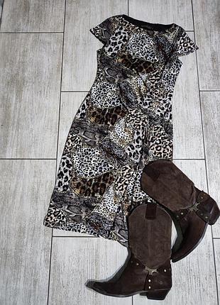 Платье леопард анималистический принт животный рисунок прямое футляр миди