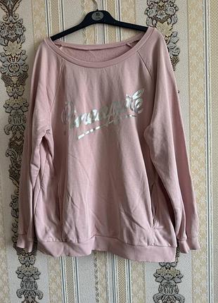 Стильний подовжений світшот, пудрова кофта світшот