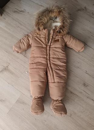 Дитячий зимовий комбінезон з натуральним мехом