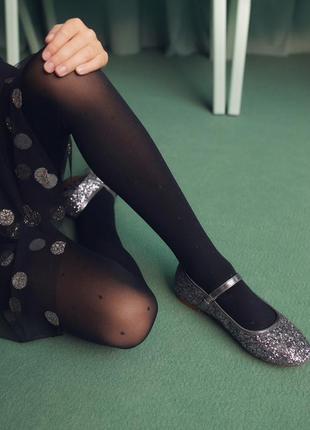 Туфельки,балетки со сверкающим верхом,mango,в наличии