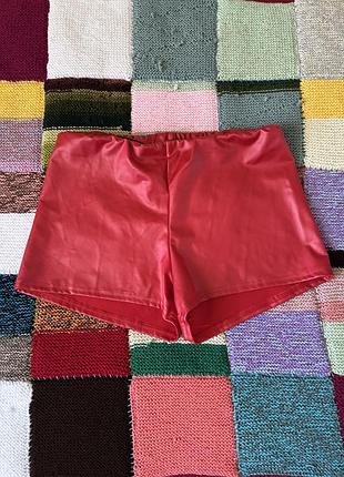 Червоні глянцеві сексуальні стрейчеві короткі жіночі шорти боксери  р 12 ego