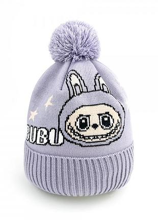 Шапка на дівчинку лабубу 52-54рр на флісі 6-9 рочків