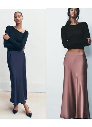Атласна спідниця-міді zara
