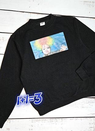 1+1=3 базовий чорний утеплений світшот на флісі, розмір 46 - 48