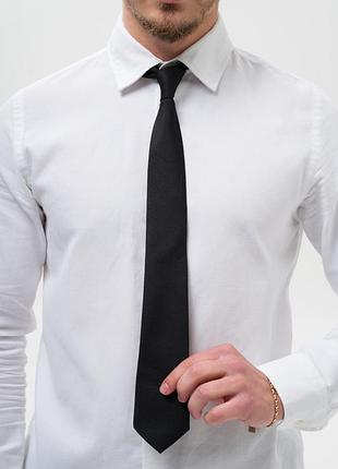 Галстук мужской узкий классический without castle черный 32×7 см хлопковый