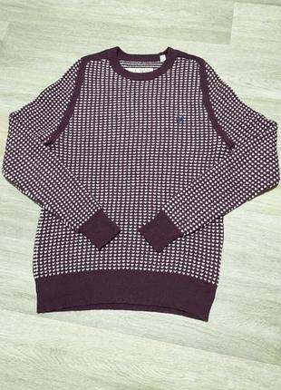 Мужской шерстяной свитер jack wills размер m-l , бордовый