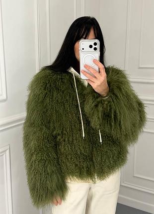 Шуба з натурального хутра лама