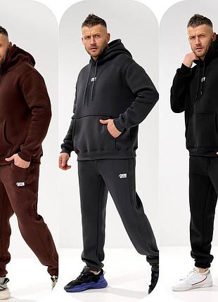 Спортивный костюм мужской / черный спортивный костюм мужской / теплый костюм мужской / теплый серый спортивный костюм