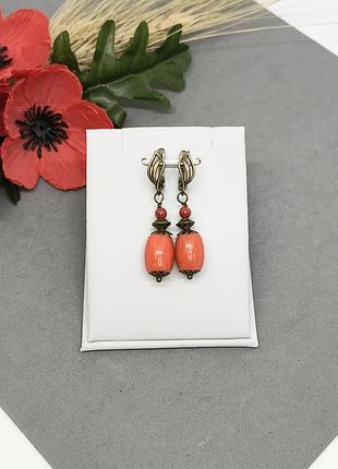 Серьги подвески из коралла