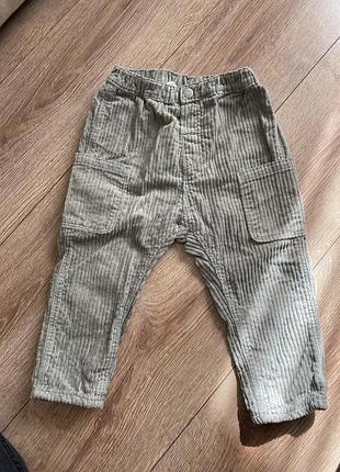 Вельветові штани зеленого кольору h&m