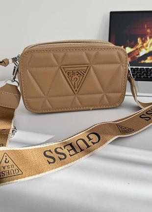 Стильная женская сумка-кроссбоди guess бежевого цвета ✨