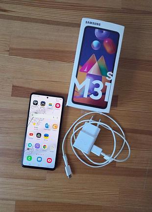 Samsung galaxy m31s 6/128 гб блакитний з коробкою та зарядкою 2 sim дві сімки