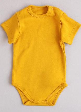 Боди для новорожденных на короткий рукав, интерлок от тм ladan горчичный, 22, 68