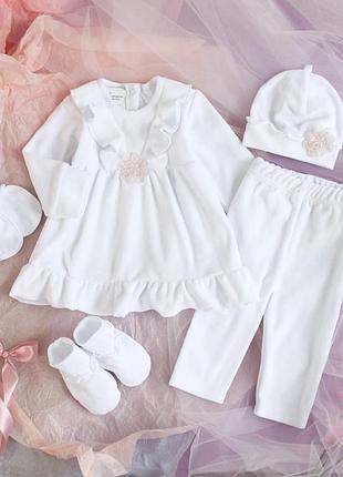 Теплый набор для крещения девочки велюровый от тм ladan