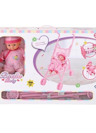 Пупс 30 см с коляской и кроваткой 14699