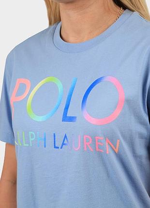 Голуба футболка бавовняна футболка з написом брендова футболка оригінал polo ralph lauren