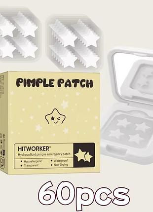 Белые патчи звездочка от прыщей 60 шт патчи против прыщей в контейнере с зеркалом hitworker hydrocolloid waterproof pimple patch star cover patches