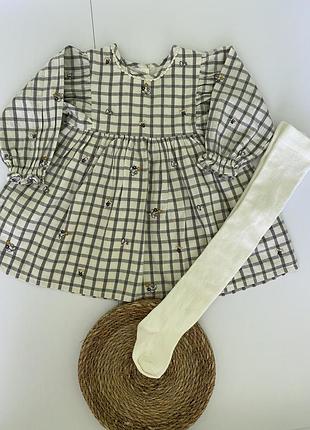 Сукня з вишивкою в клітинку на дівчинку 9-12 місяців george