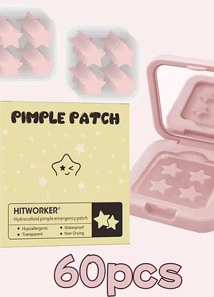 Рожеві патчі зірочка від прищів 240 шт. патчі проти прищів у контейнері з дзеркалом hitworker hydrocolloid waterproof pimple patch star cover patches