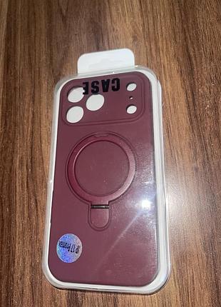 Чохол, чехол на iphone 17 pro max, з можливістю бездротової зарядки, колір бордо, red wine, soft touch