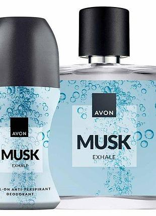 Чоловічий набір avon musk exhale (аромат і дезодорант)