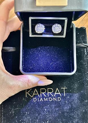 Сережки-пусети від  бренду karrat diamond,  14k (585) проби, 2.97 карат діамантів.