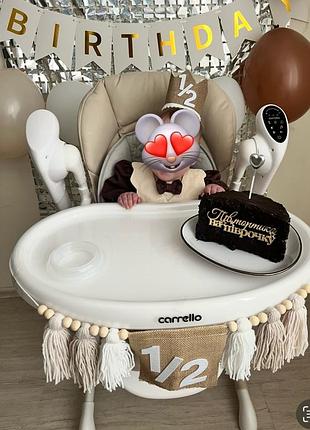 Набір для фотосесії на піврочку для дівчинки (гірлянда, корона, топер в торт, плаття та босоніжки)