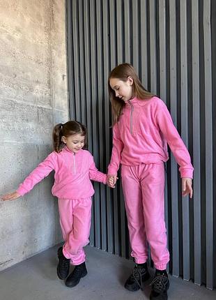 Флісовий дитячий спортивний костюм двійка для хлопчиків і дівчаток без капюшону різні кольори і розміри