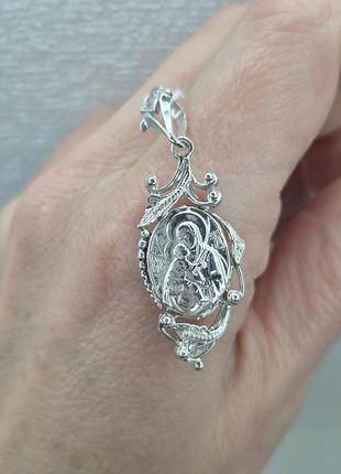 Срібна ладанка богородиця, іконка божа матір, срібло 925
