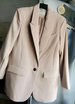 Беж пиджак оверсайз прямой беж