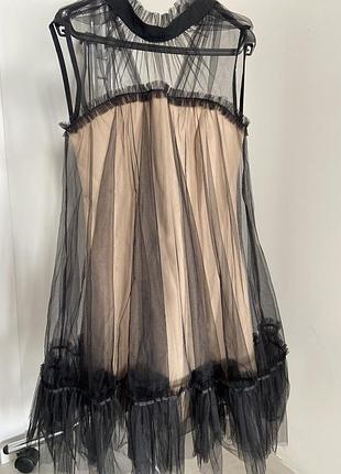 Сукня святкова чорна сітка з  бежевою підкладкою . xs