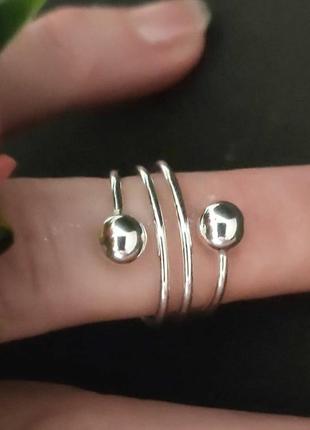 Серебро 925пр, кольцо, щарики, минимализм, геометрия2 фото