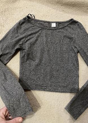 Лонгслів топ скімс по фігурі сірий срібний графітовий  меланж h&m