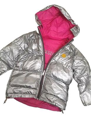 Двухсторонняя розовая серебристая детская куртка