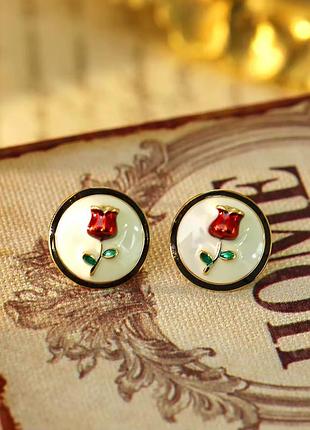 Сережки вінтажний стиль з квіткою